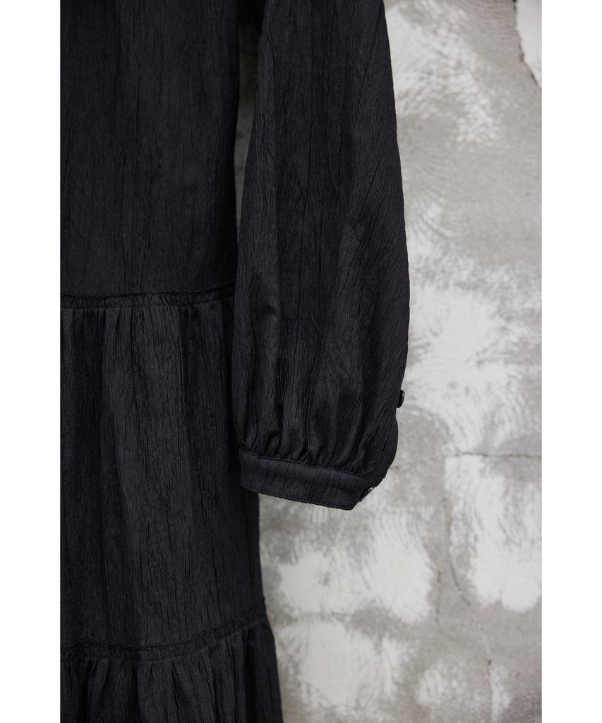 Youth Shirring Pullover Dress - Black