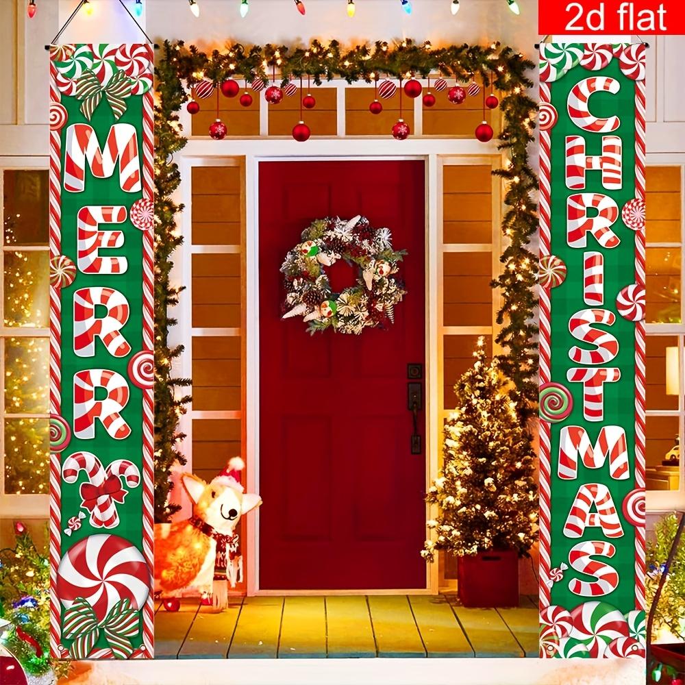 Merry Christmas Couplet Banner Candy 1 Pair Polyester Indoor Outdoor Decor