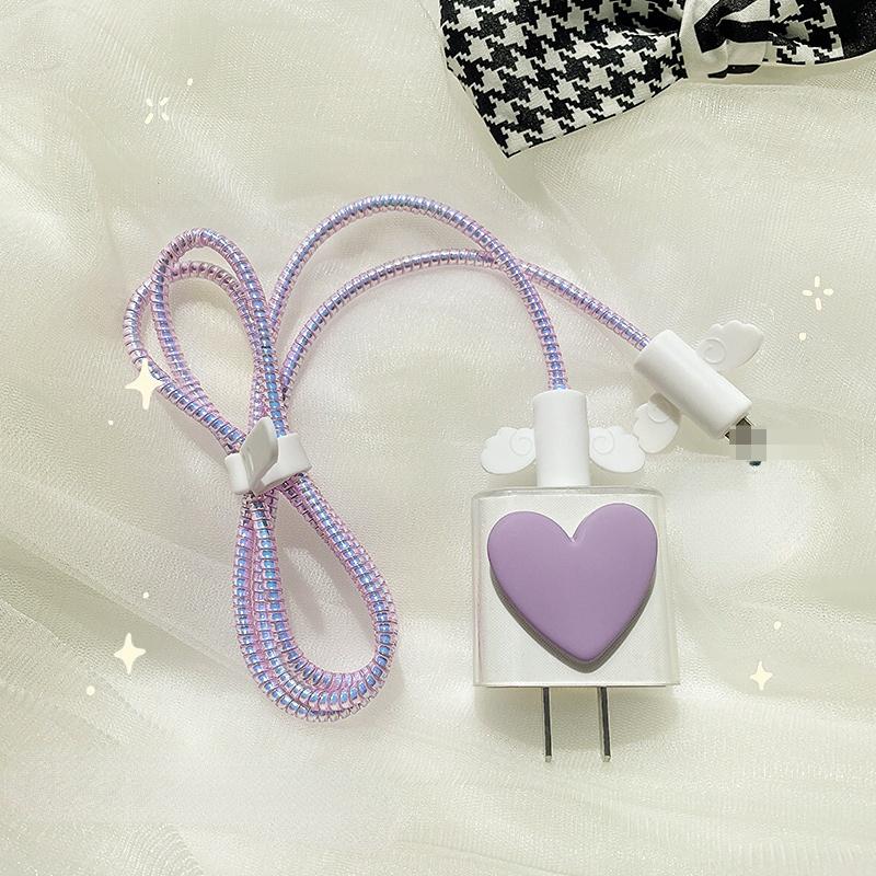 Комплект защиты кабеля для девочек для IPhone 12 13 Pro, защита от быстрой зарядки, USB-кабель для передачи данных, защита линии, защитный кабель Sprial