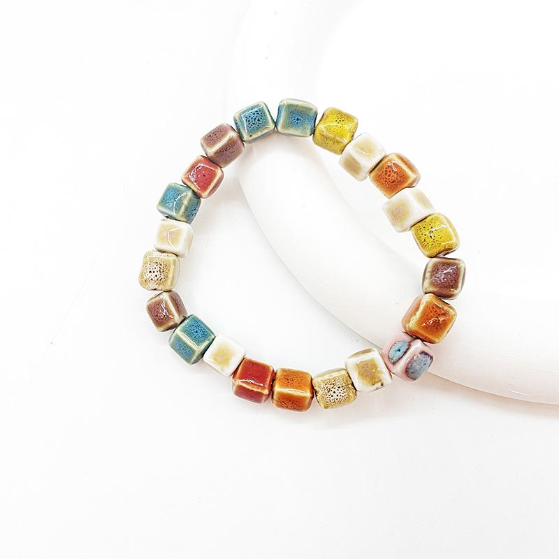 Минималистичный ретро-этнический стиль, высококачественное керамическое ожерелье, красочный комплект браслетов, регулируемое ожерелье ручной работы из плетения из бисера