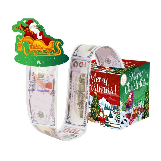 Christmas Money Box Pull-out Cash Gift Box DIY Holiday Money Gift Box with Transparent