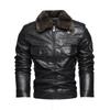 European and American Men's Leather Jacket with A Collar for Warmth and Plus Size Motorcycle Men's Jacket