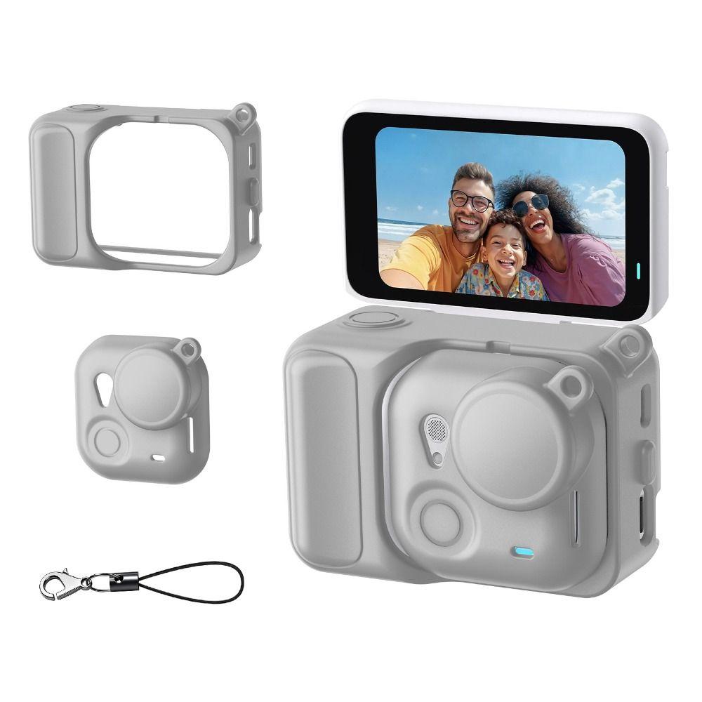 Anti-Loss Silicone Case with Lens Cap & Strap Frame Shell for Insta360 GO Ultra