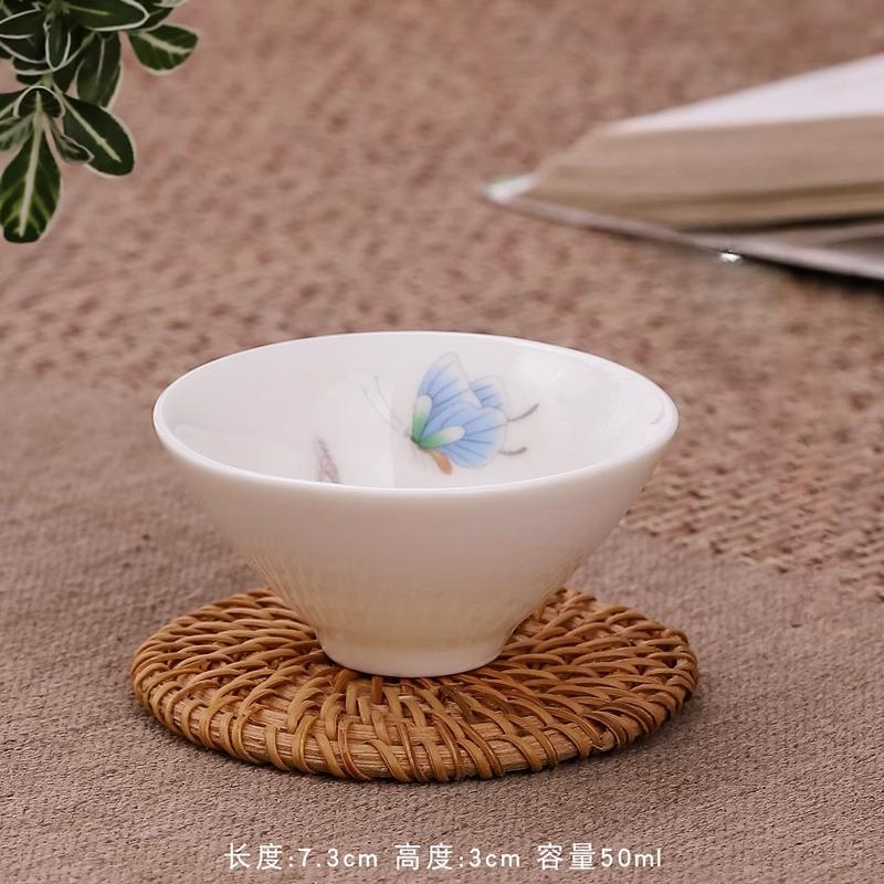 Овечий жир нефрит белый фарфор маленькая чайная чашка керамическая бытовая чайная чашка заваривание одинарная чайная пиала