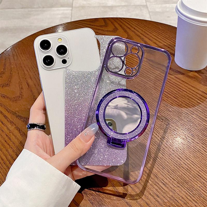 S20 Mirror Luxury Glitter Magnetic Bracket Case For Samsung Galaxy S20 Ultra S20 Plus Plating Soft Bumper Cover S20 FE Cover