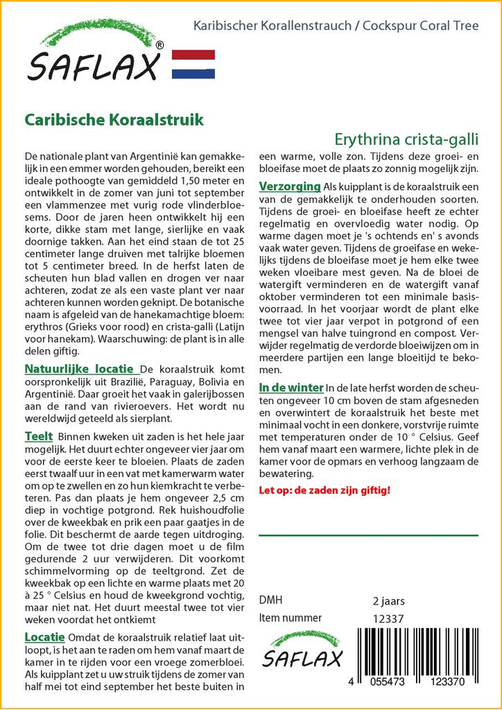 SAFLAX Cockspur Coral Tree - 6 семян - Erythrina cristagalli