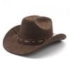 Western Cowboy Hat Thickened Suede Woolen Jazz Top Hat Men And Women'S Ethnic Style Autumn And Winter Felt Hat Big Eaves Hat