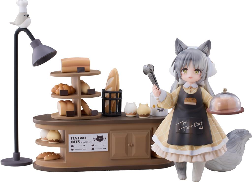 RIBOSE DLC Series Cats Nyan Town Bakery Clerk Nyan ABS PVC Painted Complete Figure "Teatime Scene" Non-Scale &