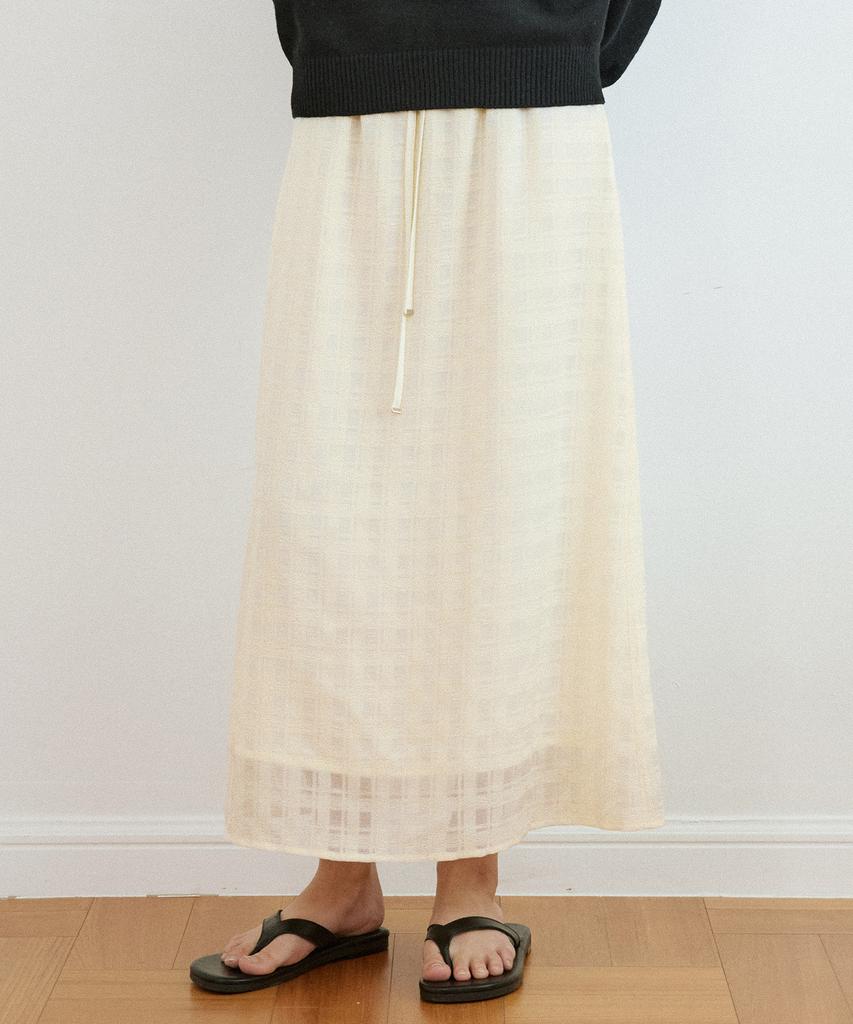 Юбка в клетку Banwonateullie P3298 Maxi_Кремовый