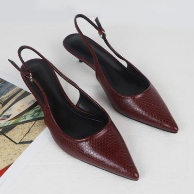 Мода 2025 Весна Женские туфли на высоком каблуке Туфли для платья Змеиный узор Ретро стиль Остроносые мюли Слингбэки Элегантные Рабочие Офисные Женские туфли-лодочки