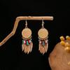 Богемные серьги с кисточками в виде листьев: Этнический дизайн с павлином и золотыми колокольчиками