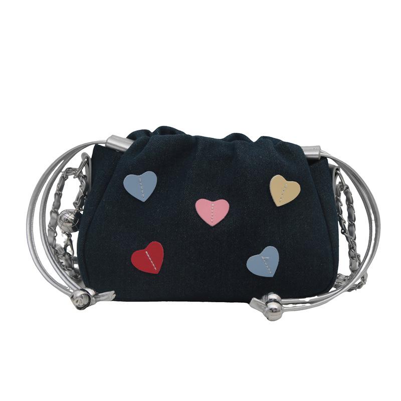 Милая маленькая сумка на цепочке с кулиской в форме персикового сердца, модная сумка кроссбоди, новая модная универсальная повседневная сумка-ведро