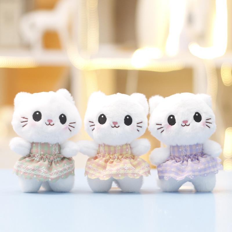 Плюшевая брелок-игрушка кошка с мягким коротким ворсом для декора сумки девочки