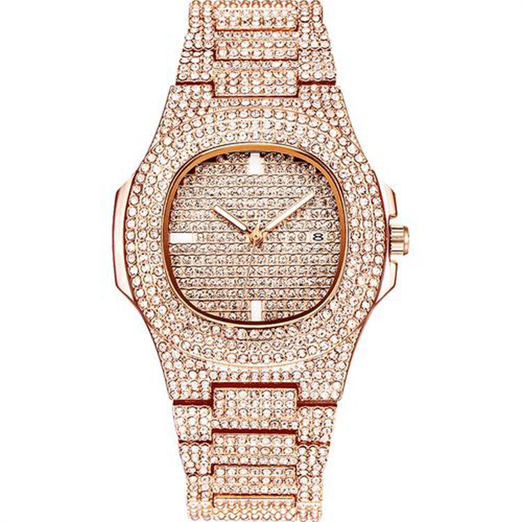 Diamond Watch Gold Plated Business Watch Stainless Steel Waterproof Woman Girl Quartz Watches