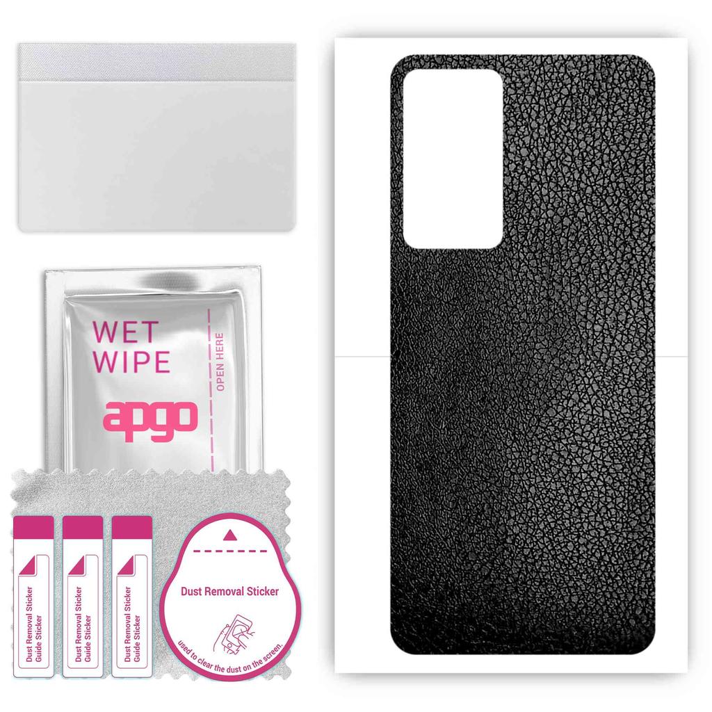 apgo Protective Skin Sticker for the back compatible with Oppo Reno7 Z 5G, Wrap Film, Foil, Vinyl - Pattern Black Leather