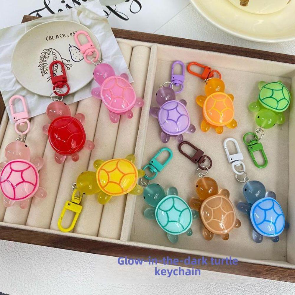 Luminous Turtle Keychain Glow in The Dark Bag Pendant Cute Tortoise Key Chain  Women Bag Decor