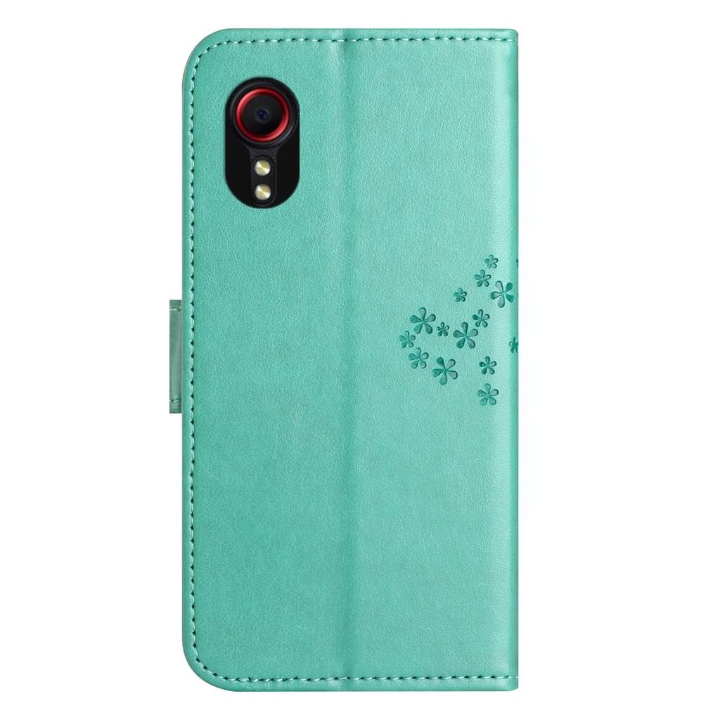 For Samsung Galaxy Xcover7 Cell Phone Case Owl Tree Imprinted Leather Folding Stand Cover