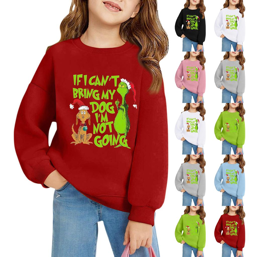 Рождественские пуловеры с круглым вырезом для девочек, детские топы с принтом