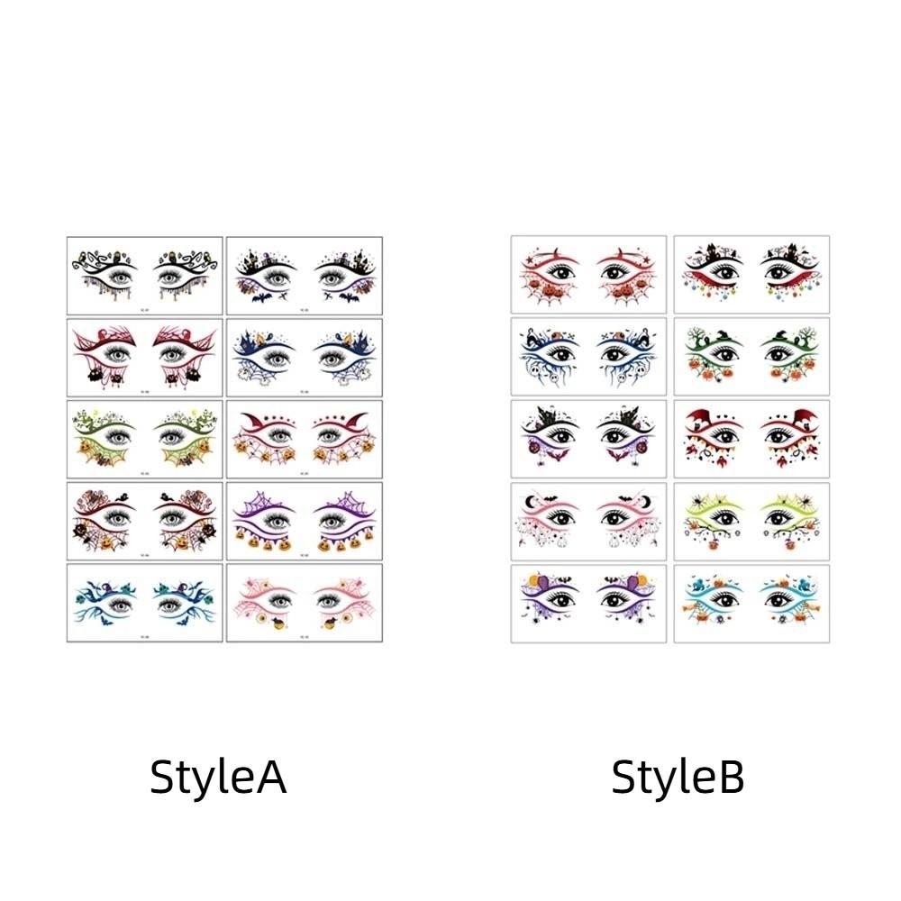 Cartoon Halloween Face Tattoo Disposable Halloween Bat Face Stickers Enhance Atmosphere