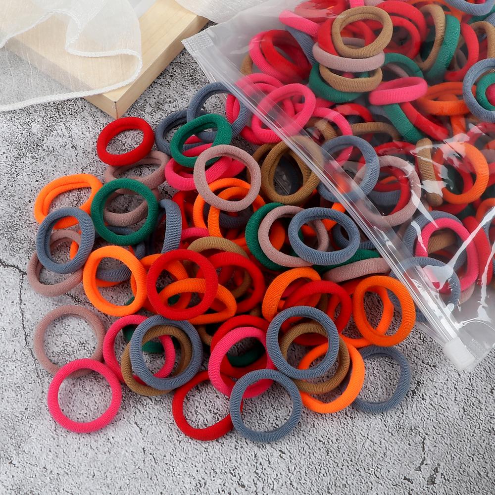 50/100PCS Hair Bands For Kids Baby Girls 3cm High Elastic Mixed Colors Headband Scrunchies Headwear Hair Accessories Gift Holder