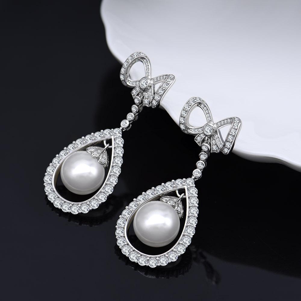 Gica Gema Серьги-капли из 100% стерлингового серебра 925 пробы с бантом, уникальный дизайн, романтические ювелирные изделия, подарки для свадебной вечеринки