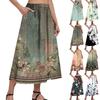 Ladies Casual Fashion  Printed Skirt Elasticated Loose Pocket Pleated Half-body Skirt (With Side Pocket)