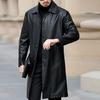 Мужская осенне-зимняя ветровка из искусственной кожи с лацканами и карманами с длинными рукавами, однобортная куртка с флисовой подкладкой, пальто, свободная длинная верхняя одежда, уличная одежда