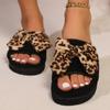 Женская обувь, новые женские тапочки с открытым носком, осенние тапочки с леопардовым принтом и бантом, разноцветные, повседневные, удобные, большого размера