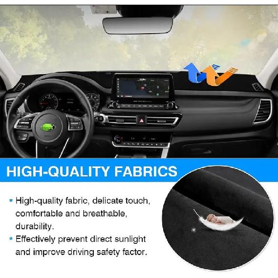 Flannel Dashboard Cover Mat for Kia Seltos - (Fits Only 8-inch Touchscreen) - Sunshade, Anti-Glare & UV Protection