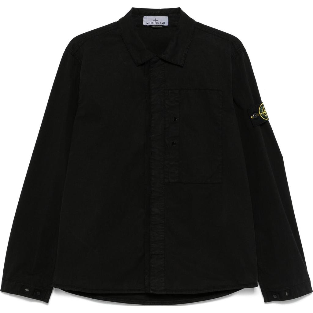 STONE ISLAND SS25 Хлопок Супима Однотонный Скрытая планка с одной стороны Нагрудный карман Логотип Рубашка-куртка с длинным рукавом Мужские куртки K1S151200033S0010-V0029