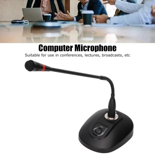 Gooseneck Wired Microphone System, Table Mount Corded Voice Condenser Microphone, Adjustable Desk Microphone with XLR To 6.35mm Cable for Conference B