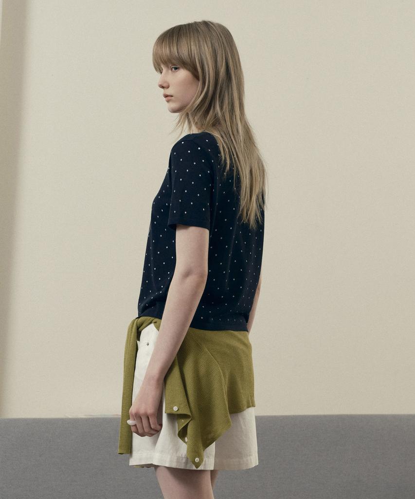 JUCYJUDY Linen Dot Graphic Knit Pullover J1Kt322A