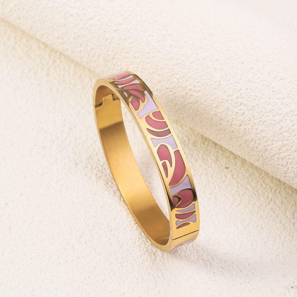Gold Color Ethnic Flower Bangle Chic Women's Hand Bracelet Gifts for Women Girl