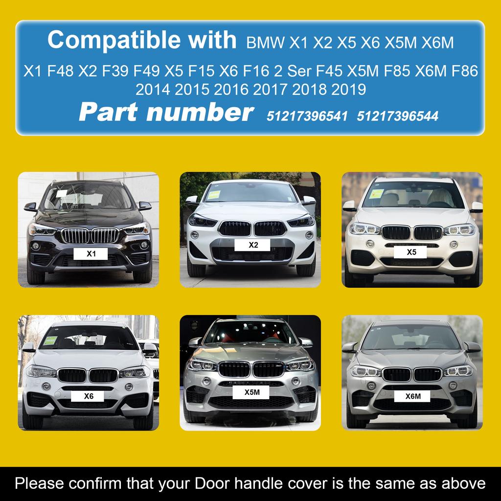 Door Handle Cover Cap Compatible With BMW X1 F48 X2 F39 X5 F15 X6 F16 2014-2019 51217396541 51217396544 Door Handle Key Cover