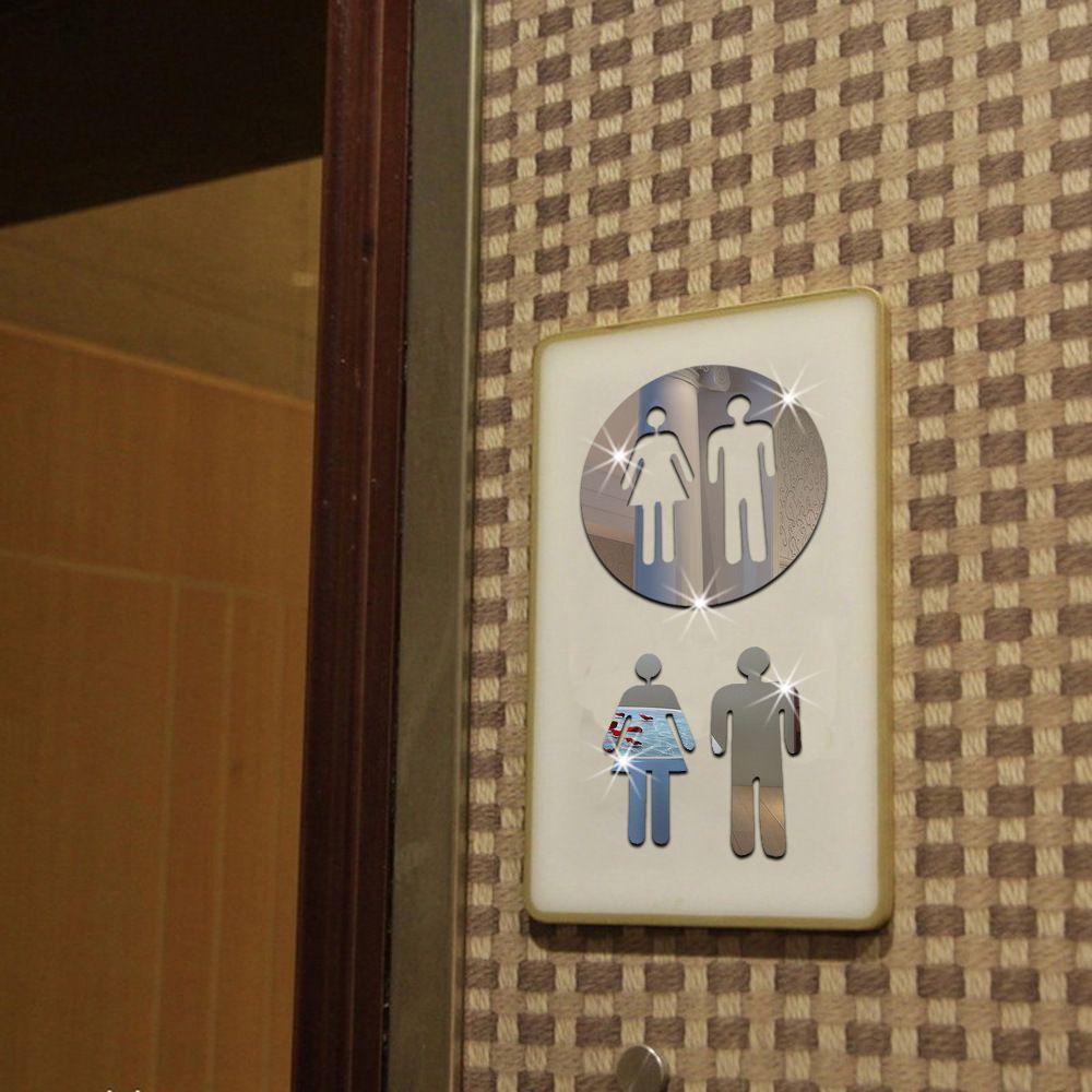 Wall Art Bathroom Door Washroom Sign Poster Mirror Surface Decal Toilet Wall Stickers Woman & Man