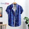 Мужская рубашка с коротким рукавом темно-синего цвета, белая розовая рубашка для мужчин, повседневная мода, летний отпуск на Гавайях 2025 г., новинка