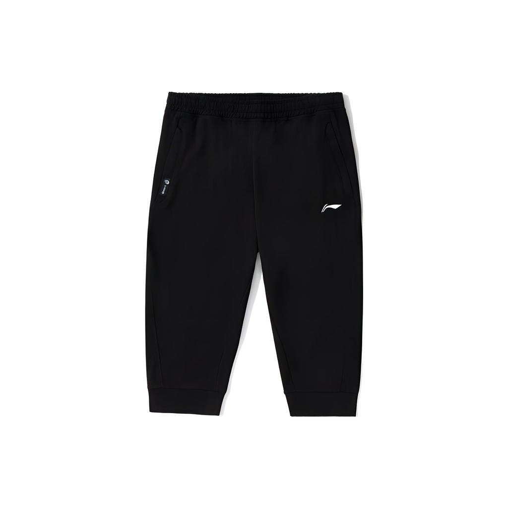 Li Ning Three-Quarter Sports Pants Running Fitness Fashion Trend Comfortable Breathable Men Pants Black AKQS423-1
