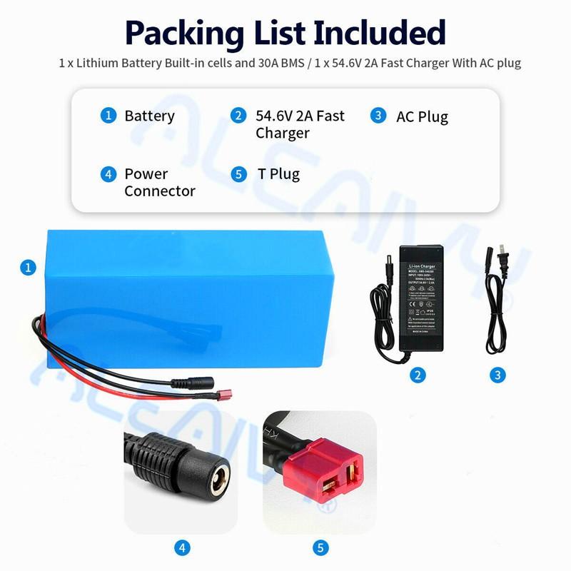 48 В, 32 Ач, 1500 Вт, аккумулятор для электрического велосипеда, 48 В, 20 Ач, 24 Ач, 18 Ач, 15 Ач, 18650, литиевые аккумуляторы для двигателя электровелосипеда 54, 6v750 Вт, 1000 Вт