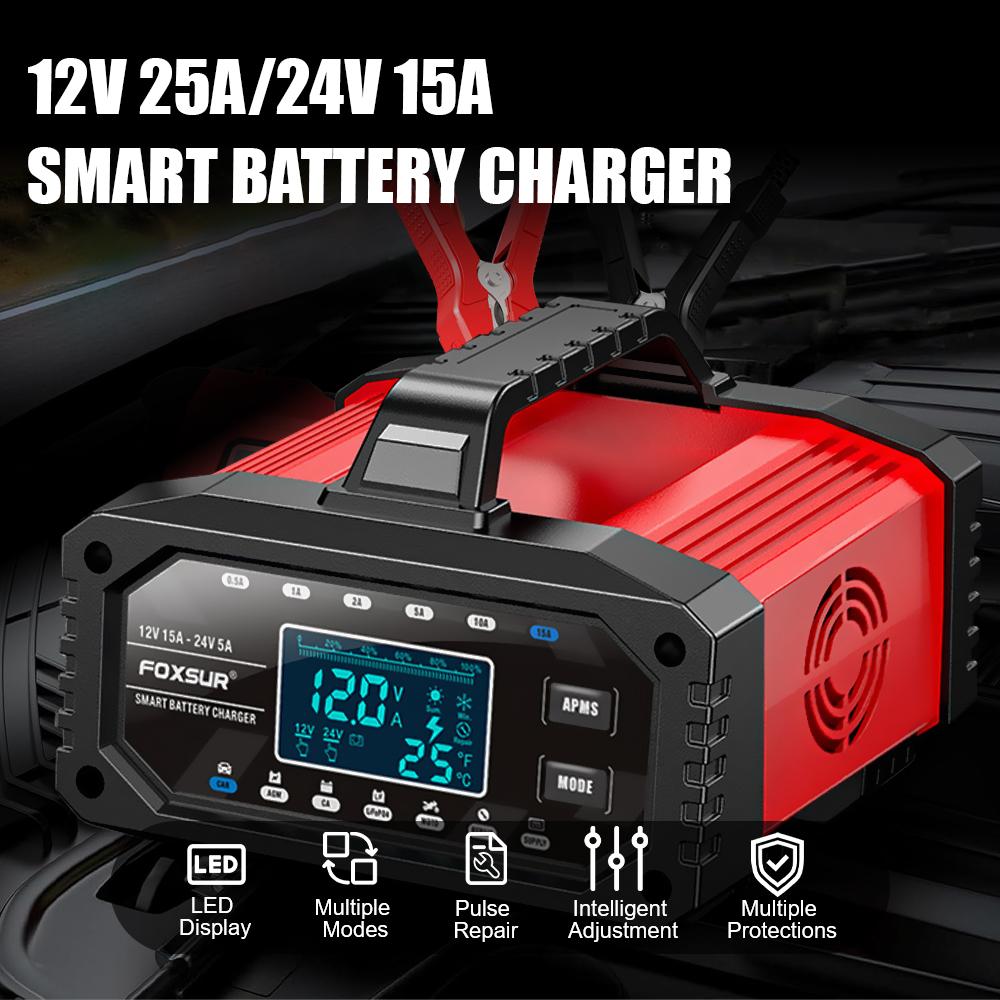 Protect Quick Charger Full Automatic 12V/24V Car Battery Charger Intelligent for Repair Car Maintainer Multiple Protections 300W LCD Display