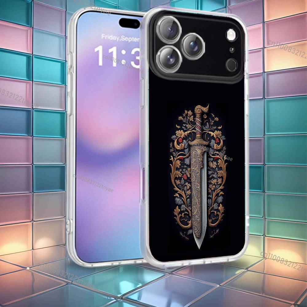Medieval Sword Design Phone Case For iPhone 16,14,11,17,13,15,12,Air,Plus,Pro,Max,E,Mini Frosted for MagSafe Magnetic Wireless
