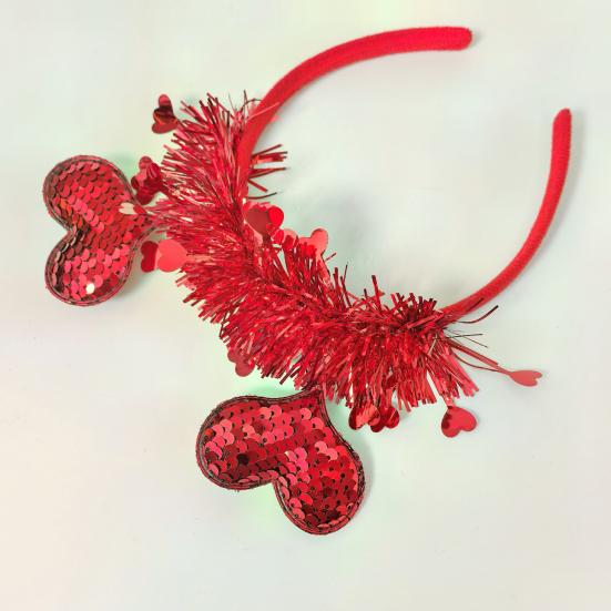 Обруч для волос на День святого Валентина, повязка на голову с 3D-сердцем и блестящими пайетками, праздничный универсальный аксессуар для волос