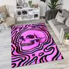 Psychedelic Skull Area Carpet, Crystal Velvet, Non-slip, Rectangular, Purple, for Bedroom, Porch, Interior Decoration Carpet