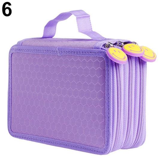 Large Capacity 3 Layer 52 Holes Student Pen Pencil Storage Zipper Case Holder
