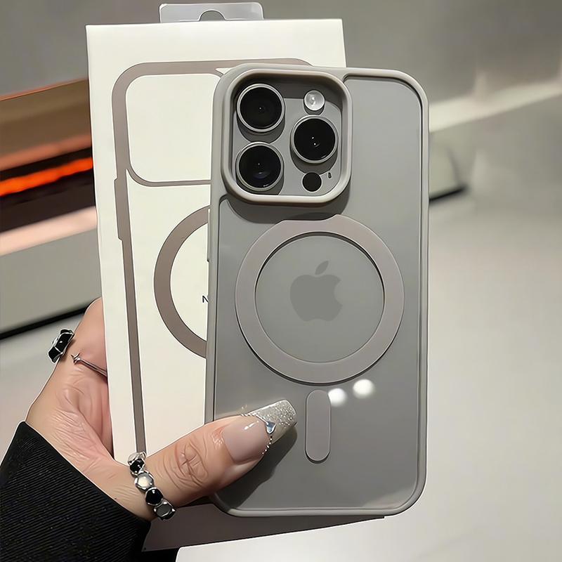 Титаново-серый магнитный прозрачный чехол для iPhone 15 14 13 12 11 Pro Max Plus Magsafe автомобильный противоскользящий чехол для беспроводной зарядки