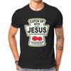 Христианская футболка с надписью Catch Up with Jesus Ketchup для мужчин, футболка на тему Христа, религии, повседневная, хлопковые принтованные топы, унисекс