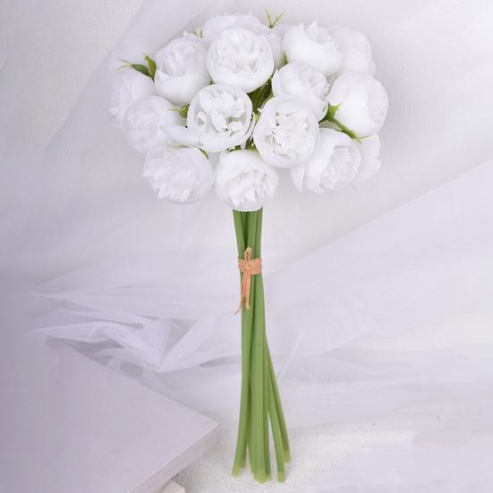 Имитация букета пионов Реалистичные на ощупь Не увядающие 27 головок Искусственные цветы DIY композиции