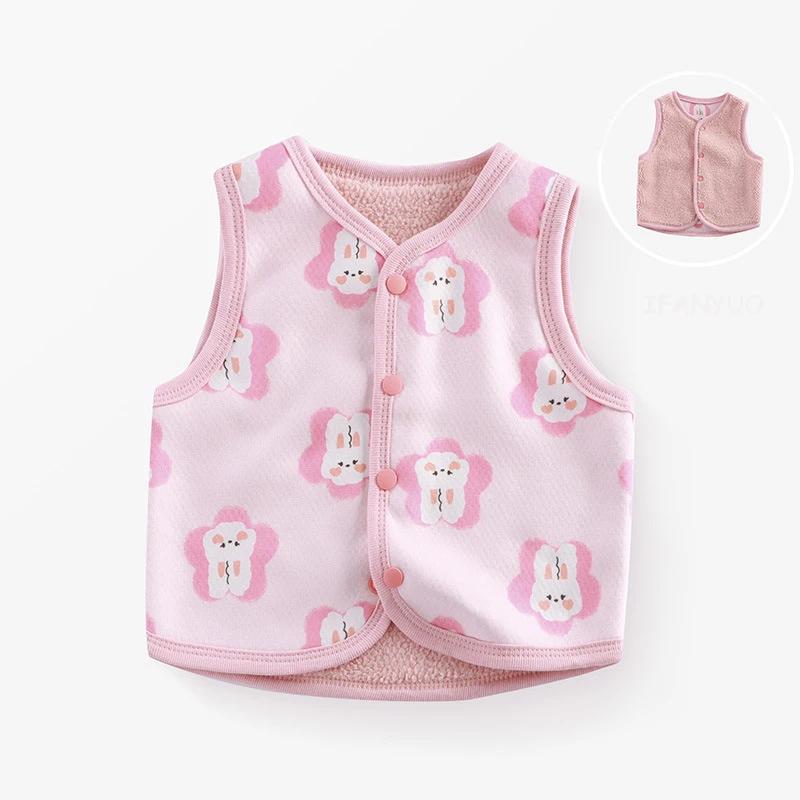 Детский бархатный жилет для малышей и девочек, теплый мягкий зимний жилет, осенняя безрукавка, детская весенняя верхняя одежда с героями мультфильмов
