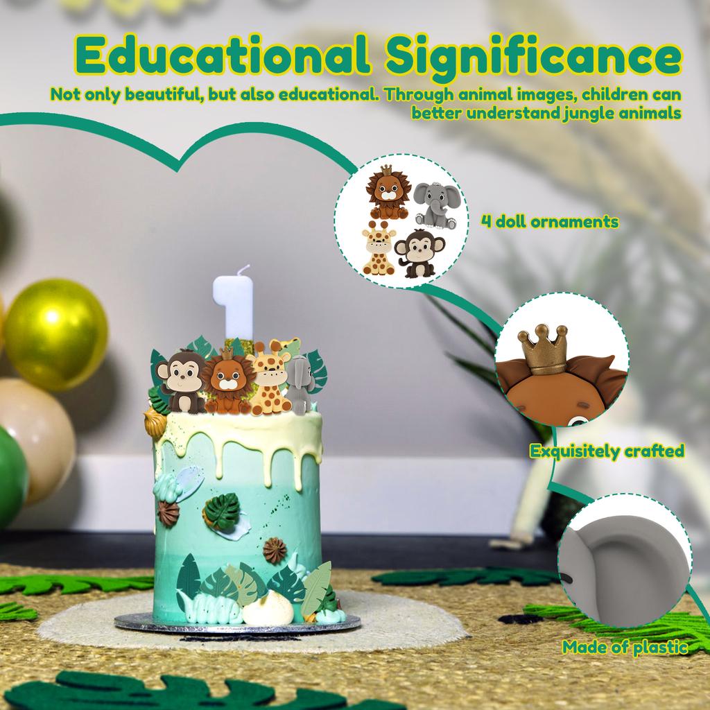 Топпер для торта Животные Сафари в джунглях Лев Жираф Обезьяна Слон для украшения торта на детский праздник, праздник, день рождения, милый подарок