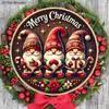 Christmas Wooden Sign with Gnomes Pattern - Merry Christmas Round Sign for Yard Door Wall Hanging Decor - Ideal Christmas Decoration
