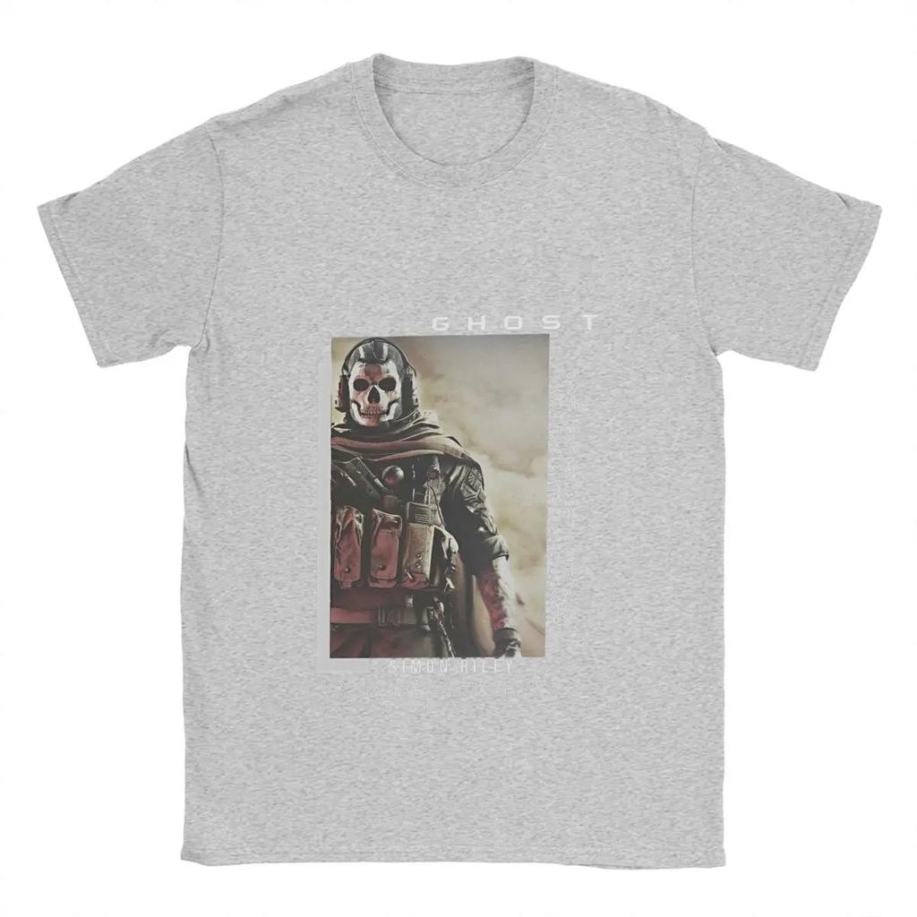 Leisure Call Game Duty Simon Ghost Riley T-Shirts Men Round Collar 100% Cotton T Shirts MW2 Short Sleeve Tees Summer Clothing